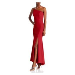 NWT AQUA FORMAL Womens Red Straps Sleeveless Full-Length Formal Gown Dress 2